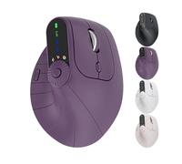 Generico Ergonomic Triple-Connect Wireless Mouse with 4 Adjustable DPI，Bluetooth 5.0 & USB-C Receiver, Screen Display，for Laptop/PC/Mac, Pain Relief for Office/Gaming/Design (dark purple)