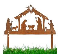 Generico Escena De La Del Arte Del Jardín | Silueta De Al Aire Libre De Metal | Juegos De Resistentes A La Intemperie Para Decoración Navideña, Decoraciones De Porche De Jardín De