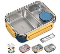 Generico Escentio Lunch Box, 304 Stainless, Steel Portable Escentio Lunch Box with Tableware and Divided Compartments (Blue,Two)