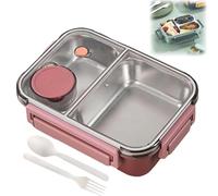 Generico Escentio Lunch Box, Stainless Steel Portable Escentio Lunch Box,2025 New Stainless Steel Bento,Leak-Proof Stackable Cutlery Set (Two Compartments Pink)