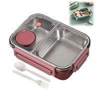 Generico Escentio Lunch Box, Stainless Steel Portable Escentio Lunch Box, with Tableware and Divided Compartments (Two Compartments Pink)