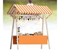 Generico Espositore da Mercato Pieghevole in Legno - Bancarella Portatile per mercati agricoli e fiere Artigianali, Carrello per Alimenti con Tenda da Sole, Altezza Regolabile per Esterni 120x60x200