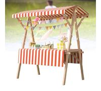 Generico Espositore da Mercato Portatile Pieghevole in Legno - Bancarella per venditori per mercati agricoli e fiere Artigianali, Carrello per Alimenti con Tenda da Sole, Stand per Esterni 120x60x200