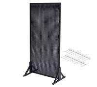 Generico Espositore da Terra in Metallo con Pannello Forato e 20 Ganci - Organizzatore bifacciale per supermercati, Magazzini e officine (Nero, 80x150 cm / 31x59 Pollici)