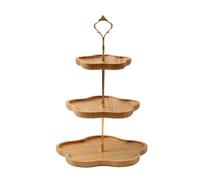 Generico Espositore for torta da dessert, piatto in legno, cesto di frutta secca a tre/due strati in stile floreale(C)