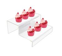 Generico Espositore in Acrilico - Riser multifunzionali per Display | Espositore per Dessert con Supporto per Cupcake in Acrilico a 2/3 gradini per Torte con Anelli Cosmetici