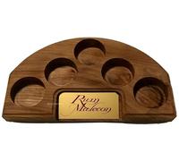 Generico Espositore in Legno Massello Rum Malecon, 5 Posti Bottiglia, 43 x 25 cm, con Placca in Metallo