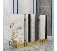 Generico Espositore per Campioni di Piastrelle in Metallo Dorato, espositore per Piastrelle da Pavimento e Porta Campioni in Legno, ripiano per Pavimenti scanalato per esposizioni, 100x20x10 cm - sol