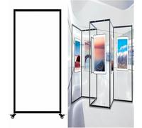 Generico Espositore per mostre, Mobile, Pieghevole, con ripiano pubblicitario autoportante, Pannello espositivo Pieghevole per mostre d'Arte, Gancio e Fune Metallica Reg