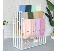 Generico Espositore per Sciarpe in Metallo bifacciale - Espositore da Pavimento per Scialli, Sciarpe di Seta, Pantaloni Versatili e Porta Cinture - Bianco, 120x40x130 cm