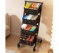 Generico Espositore per Snack a 4 Ripiani con Ruote, Carrello con Ripiani in Metallo per Cibo, Frutta e Verdura, Stand di concessioni Portatile, Organizer per Home Theater, Soluzione per riporre Gli