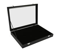 Generico Espositore per Spille, Espositore Trasparente di Grande capacità, Protezione in Vetro Antipolvere, Contenitore per Medaglie E Badge da Tavolo, Design Elete in Legno Laminato E Pelle