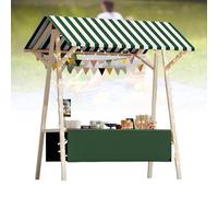 Generico Espositore Pieghevole in Legno per mercati - Bancarella Portatile per mercati agricoli e fiere Artigianali, Carrello portavivande con Tenda da Sole, Stand all'aperto per Eventi, 150x60x200 c