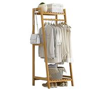 Generico Espositori per Negozi, espositori indipendenti, espositori mobili, espositori per supermercati, Appendiabiti in bambù Naturale con ripiano, Appendiabiti sospeso salvaspazio per Vestiti, CAPP