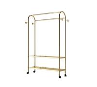 Generico Espositori per Negozi, espositori indipendenti, espositori mobili per supermercati, espositori mobili in Metallo con Ruote - Ripiani a 2 Livelli e 4 Ganci per riporre i Vestiti, 60x35x160 cm