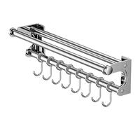 Generico Estante De Utensilios De Cocina Montado En Pared - Soporte De Acero Inoxidable Con Ganchos | Organizador Sin Taladro Para Cuchillos, Tapas De Ollas, Tablas Y Accesorios De Cocina