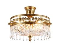 Generico European Classical Style Brass Ceiling Lamp Small Crystal Stripe Pendants Decorated Dome,lampadario