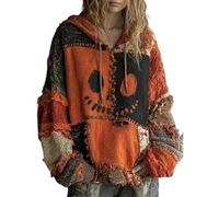 Generico Everswear Halloween Sweater,Halloween Spooky Face Contrast Stitched Cozy Knit Sweater, Halloweens Sweatshirt (I,XXL)