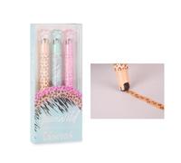 Generico Evidenziatori Gleam Wild con Timbri Doodle, Set 3 Pezzi, Motivi Leopardati e Zebrati, Colori Pastello Rosa Menta Pesca