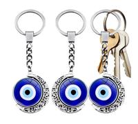 Generico Evil Eye Keychain - 3 Pieces Blue Eye Luck Protection Ornaments | Double Side Rotating Keychain Charm | For Students Teacher Women Girls Kids Birthday Holiday