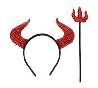Generico Evil Horns Headband - Set, Sparkly Glitter Unit, Fabric Hoop Base | Evil Costume Accessories Evil Horns Headba Cute Sexy Women Men Girls Red Carnival Themed Party Prop Costume Decoration Hallow