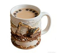 Generico Excavator Coffee Mug - Novelty Construction Vehicle Cup | Heavy Equipment Lover Gift, Ceramic | Digger Truck Shaped, Dishwasher Safe