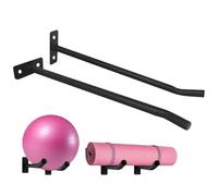 Genérico Exercise Ball Wall Mount | Set Of 2 Black Yoga Ball Stand - Heavy Duty Home Gym Accessories, Fitness Equipment Storage Organizer For Gyms, Studios, Home Gyms