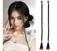 Generico Extension Chioma Intrecciati Clip Parrucca Treccia Lunga Nera Set 2 Pezzi per Acconciature Donna e Ragazza Coda di Cavallo Intrecciata Look Naturale ed Elegante