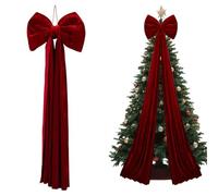 Generico Extra Large Velvet Christmas Tree Bow, 200 cm Giant Red Bowknot for Xmas Tree Topper, Home Door Wreath, Wall Backdrop, Wedding & Party Decorations