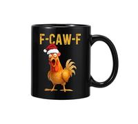 Generico F-Caw-F Funny Chicken Mug, 11oz Fcawf Chicken Rooster Coffee Mugs, Funny Rooster Coffee Cup, Inappropriate Humor Gift, Ceramic Tea Cup for Men Women, Novelty Mugs Gifts Office Home (F)