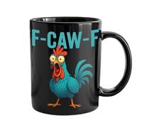 Generico F-Caw-F Funny Chicken Mug, 15OZ Ceramic F Caw F Coffee Mug, Novelty Funny Rooster Coffee Mugs Drinks Cup for Men & Women, Humor Chicken Animal Mugs Drinking Tea Cup (C)