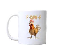 Generico F-Caw-F Funny Chicken Mug, 15OZ Ceramic F Caw F Coffee Mug, Novelty Funny Rooster Coffee Mugs Drinks Cup for Men & Women, Humor Chicken Animal Mugs Drinking Tea Cup (B)