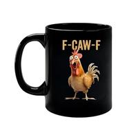 Generico F-Caw-F Funny Chicken Mug, 15OZ Ceramic F Caw F Coffee Mug, Novelty Funny Rooster Coffee Mugs Drinks Cup for Men & Women, Humor Chicken Animal Mugs Drinking Tea Cup (A)
