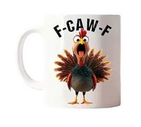 Generico F-Caw-F Funny Chicken Mug, 15OZ Ceramic F Caw F Coffee Mug, Novelty Funny Rooster Coffee Mugs Drinks Cup for Men & Women, Humor Chicken Animal Mugs Drinking Tea Cup (I)