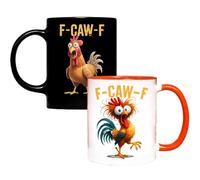 Generico F-Caw-F Funny Chicken Mug, Custom Crazy & Angry Chicken Rooster Caw-F Cup, Gift for Men Women Christmas Holiday, Ideal Present Birthday for Office Worker Friends (G-2*PCS)