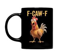 Generico F-Caw-F Funny Chicken Mug, Custom Crazy & Angry Chicken Rooster Caw-F Cup, Gift for Men Women Christmas Holiday, Ideal Present Birthday for Office Worker Friends (C)