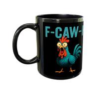Generico F-Caw-F Funny Chicken Mug, Custom Crazy & Angry Chicken Rooster Caw-F Cup, Gift for Men Women Christmas Holiday, Ideal Present Birthday for Office Worker Friends (D)