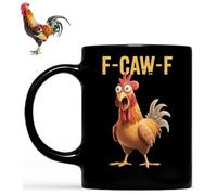 Generico F-Caw-F Funny Chicken Mug, F-Caw-F Morsomt krus med kylling, Chicken Lover Gift, Farm Animal Humor Gag Cup, Ideal Present Birthday (Black)