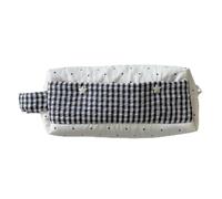Generico Fabric Pencil Case Plaid Dot Large Capacity Zipper School Supplies