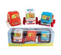 Generico Fabric Vehicle Toy Set | Washable Plush Cars | Cartoon Ambulance, Express Delivery, Taxi Models | Educational Soft Play Figures For Kids Ages 0-7 | Home, School, Travel Playtime