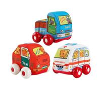 Generico Fabric Vehicle Toy, Washable Soft Toy Cars, 4.33x3.94x3.54 inches Interactive Fun Cartoon Ambulance Taxi Express Truck Figure, Ideal for Toddler Boys and Girls Aged 0 to 7 Years