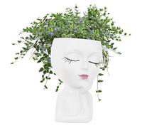Generico Facce Fioriera | Contenitore Con Foro Di Drenaggio | Pentole Floreali Di Figura In Resina - Porta Del Floreale Di Novità Decorativa - Girl Eyes Closed Eyes Pups, Ornament Artigiani D'arte