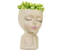 Generico Facce Fioriera | Contenitore Con Foro Di Drenaggio | Pentole Floreali Di Figura In Resina - Porta Del Floreale Di Novità Decorativa - Girl Eyes Closed Eyes Pups, Ornament Artigiani D'arte
