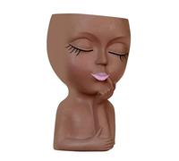 Generico Facce Fioriera | Contenitore Con Foro Di Drenaggio | Pentole Floreali Di Figura In Resina - Porta Del Floreale Di Novità Decorativa - Girl Eyes Closed Eyes Pups, Ornament Artigiani D'arte