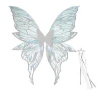 Generico Fairy Wings, Angel Costume Set, Colorful Cosplay Accessories, Butterfly Dress Up, Outfit Kit for Girls Birthday Theme Party Halloween Stage Performance, 31.5x29.45 inches