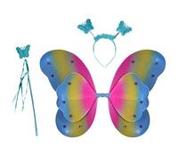 Generico Fairy Wings, Butterfly Headband, 2 Pieces Set Lightweight Wings Soft Cloth Comfortable Fit Creative, Fairy Wand Toy for Kids Dress Up Play, 18.9x14.96 Inches, Pink, Blue