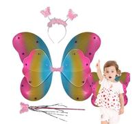 Generico Fairy Wings, Butterfly Wand, 18.9x14.96 Inches Lightweight Costume Set and Soft Elastic Fit, Dress Up Accessory for Girls, Cosplay, Festival, Kids Party, Role Play, Performance