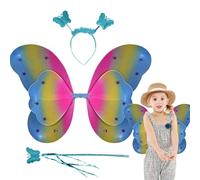 Generico Fairy Wings, Butterfly Wand, 18.9x14.96 Inches Lightweight Costume Set and Soft Elastic Fit, Dress Up Accessory for Girls, Cosplay, Festival, Kids Party, Role Play, Performance