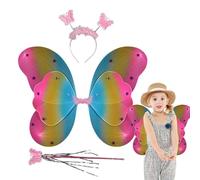 Generico Fairy Wings for Girls, Butterfly Costume for Children, Fairy Fantasy Head Band and Wand, Fascinated Wings for Kids, Cute Outfit for Birthday and Halloween 18.9x14.96 In