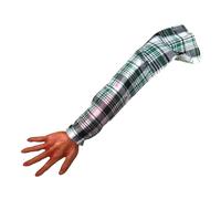Generico Fake Hand - 22 inch Bloody Severed Arm with Plaid Cloth Sleeve - Realsistic Reusable Soft Halloween Props for Cossplay Haunted Housse Trick